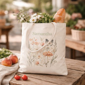 Personalized Cottagecore Wildflower Butterfly トートバッグ