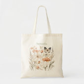 Personalized Cottagecore Wildflower Butterfly トートバッグ (正面)