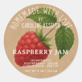 Personalized Country Farm Raspberry Jam Canning ラウンドシール (正面)