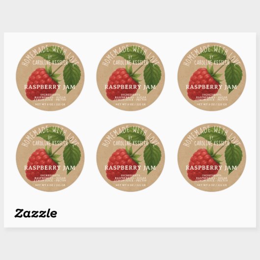 Personalized Country Farm Raspberry Jam Canning ラウンドシール (シート)