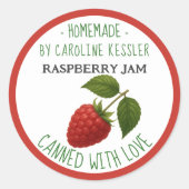 Personalized Country Farm Raspberry Jam Canning ラウンドシール (正面)