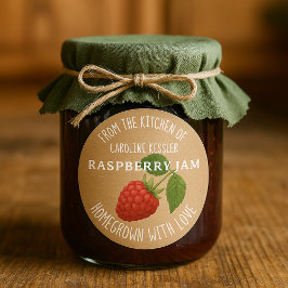 Personalized Country Farm Raspberry Jam Canning ラウンドシール