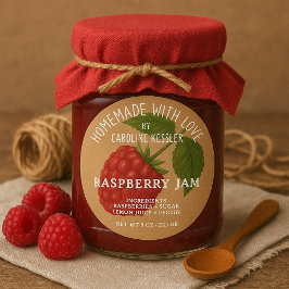 Personalized Country Farm Raspberry Jam Canning ラウンドシール