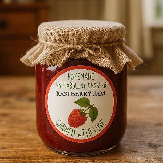 Personalized Country Farm Raspberry Jam Canning ラウンドシール