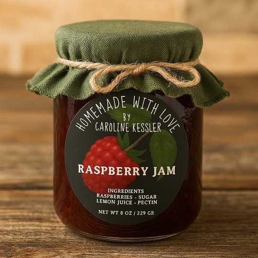 Personalized Country Farm Raspberry Jam Canning ラウンドシール