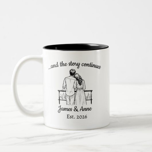 Personalized Couple Anniversary Mug, Wedding Gift ツートーンマグカップ (左)