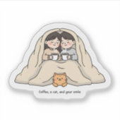 Personalized Couple & Cat Lovers Cozy Collection  シール (正面)