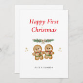 Personalized Couple First Christmas シーズンカード (正面/裏面)