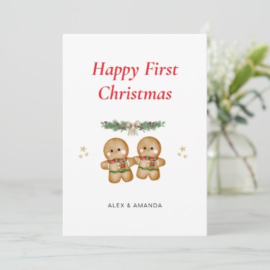 Personalized Couple First Christmas シーズンカード (スタンド正面)