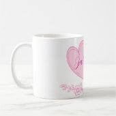 Personalized Couple Hearts Romantic Floral Name  コーヒーマグカップ (左)