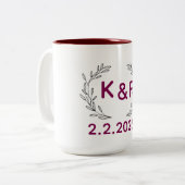 Personalized Couple Initials Mug with Special Date ツートーンマグカップ (正面左)