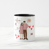 Personalized Couple Initials Mug with Special Date マグカップ (中央)