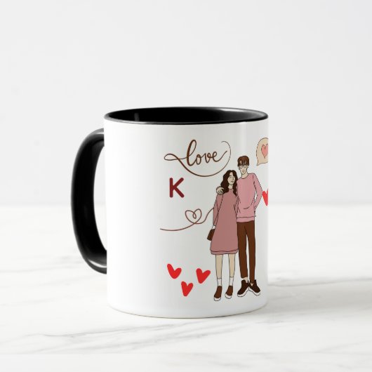 Personalized Couple Initials Mug with Special Date マグカップ (正面左)