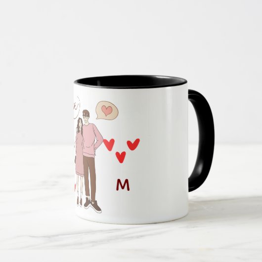 Personalized Couple Initials Mug with Special Date マグカップ (正面右)