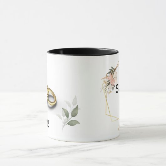 Personalized Couple Initials Mug with Wedding Date マグカップ (中央)