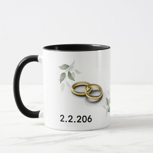 Personalized Couple Initials Mug with Wedding Date マグカップ (左)