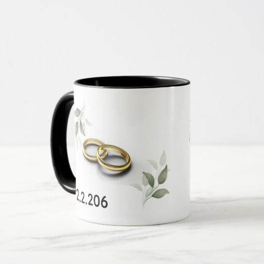 Personalized Couple Initials Mug with Wedding Date マグカップ (正面左)