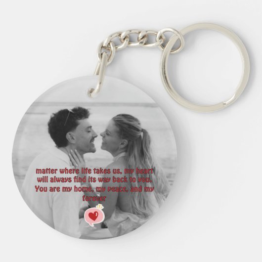 Personalized Couple Keychain with Romantic Message キーホルダー (裏面)