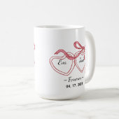 Personalized Couple Line Art Mug with Names & Date コーヒーマグカップ (正面右)