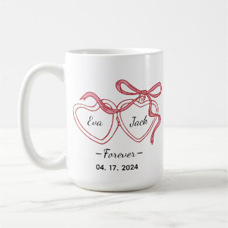 Personalized Couple Line Art Mug with Names & Date コーヒーマグカップ