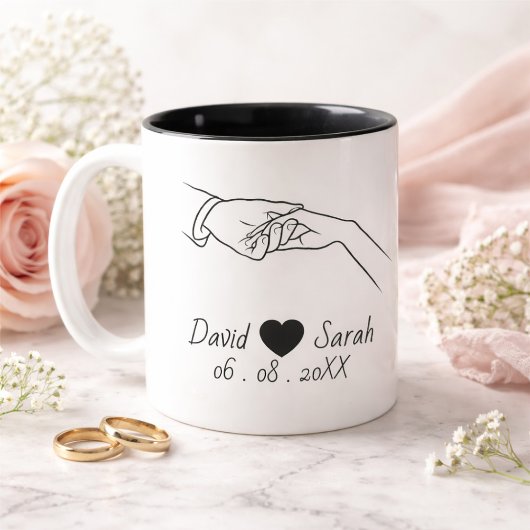Personalized Couple Mug with Names & Date ツートーンマグカップ