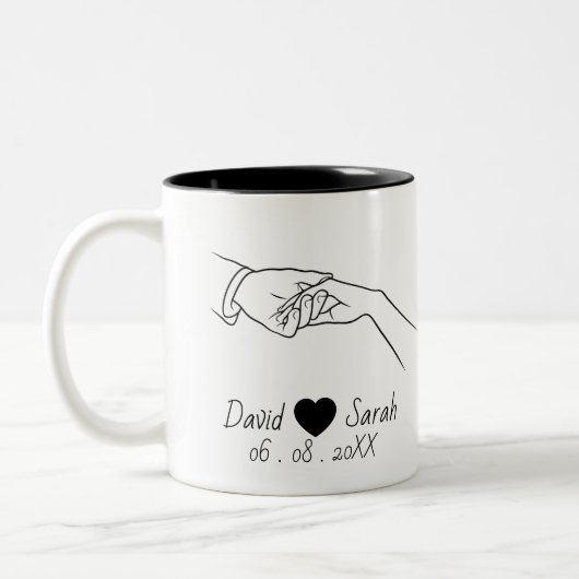 Personalized Couple Mug with Names & Date ツートーンマグカップ (左)