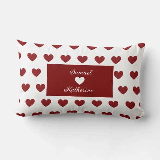 Personalized Couple Name Heart Pattern Valentine ランバークッション (裏面)