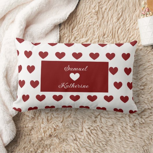 Personalized Couple Name Heart Pattern Valentine ランバークッション (ブランケット)