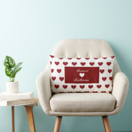 Personalized Couple Name Heart Pattern Valentine ランバークッション