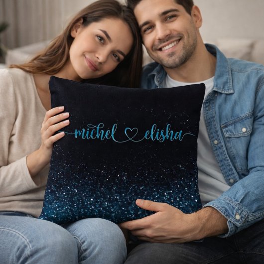 Personalized Couple Name Starry Night Glitter クッション