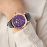 Personalized couple names elegant purple monogram 腕時計<br><div class="desc">Personalized with his & her initials and date, this custom watch is a sweet anniversary gift to celebrate a milestone occasion for a couple. It makes a meaningful gift for a special day. Personalized Watch Wedding Gift for Groom, Watch For Groom, Anniversary Gift for Men, Groom Gift From Bride, Gift...</div>