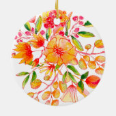 Personalized Couple Names Floral Orange Christmas セラミックオーナメント (裏面)