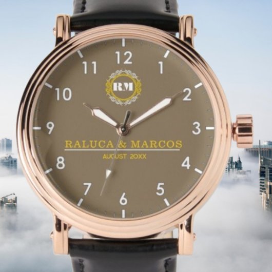 Personalized couple names minimal monogram  腕時計