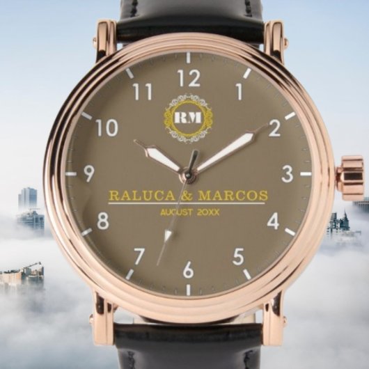 Personalized couple names minimal monogram  腕時計