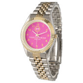 Personalized couple names monogram pink and yellow 腕時計 (アングル)