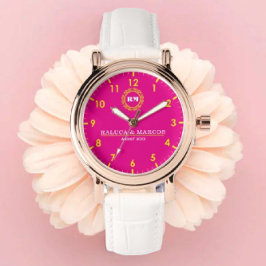 Personalized couple names monogram pink and yellow 腕時計