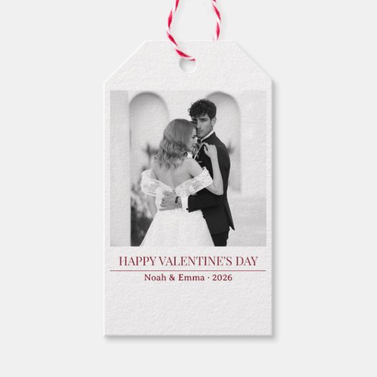 Personalized Couple Names & Year - Elegant Photo  ギフトタグ (正面)