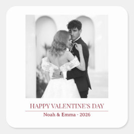Personalized Couple Names & Year - Elegant Photo  スクエアシール