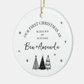 Personalized Couple Photo and Text セラミックオーナメント (左)