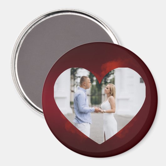 Personalized Couple Photo Magnet with Heart Frame マグネット (正面/裏面)