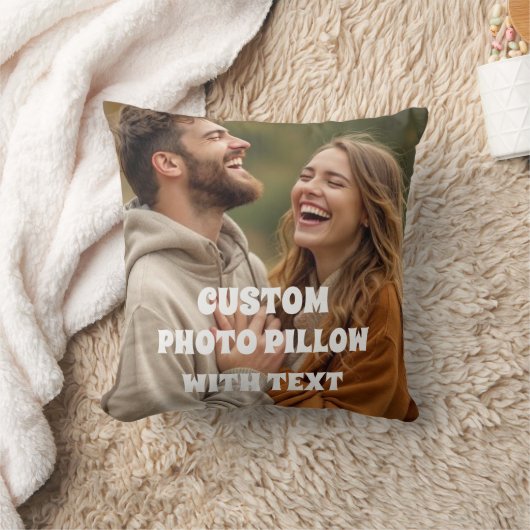Personalized Couple Photo Pillow – Custom Romantic クッション (ブランケット)