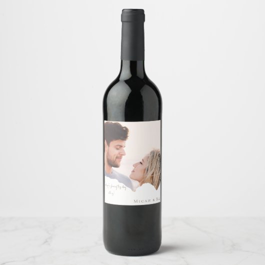 Personalized Couple Photo Wedding Wine Favor II ワインラベル (正面)