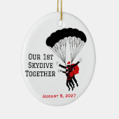 Personalized Couple Skydiving Christmas  セラミックオーナメント (右)