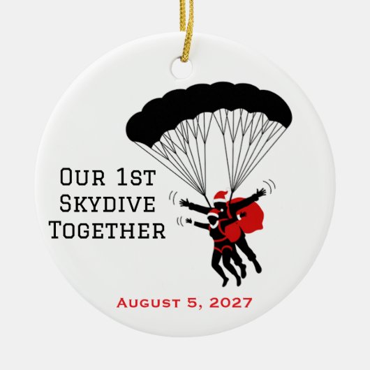 Personalized Couple Skydiving Christmas  セラミックオーナメント (正面)