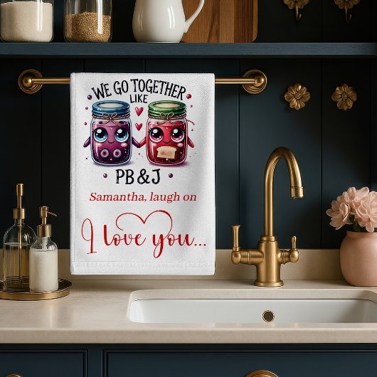 Personalized Couple Valentine Funny Food Towel キッチンタオル