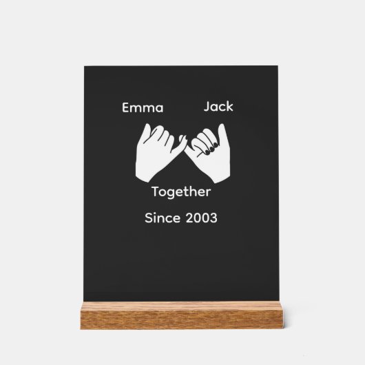 Personalized couple with custom names and year アクリルサイン (正面)