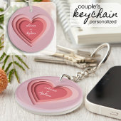 Personalized Couple's Heart キーホルダー