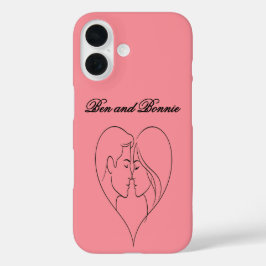 Personalized Couple's Heart Silhouette iPhone Case iPhone 16ケース