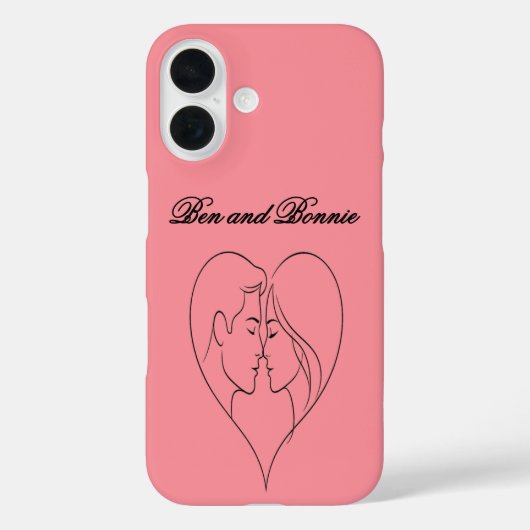 Personalized Couple's Heart Silhouette iPhone Case Case-Mate iPhoneケース (裏面)