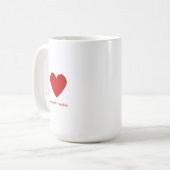 Personalized Couples Modern Red Heart コーヒーマグカップ (正面左)